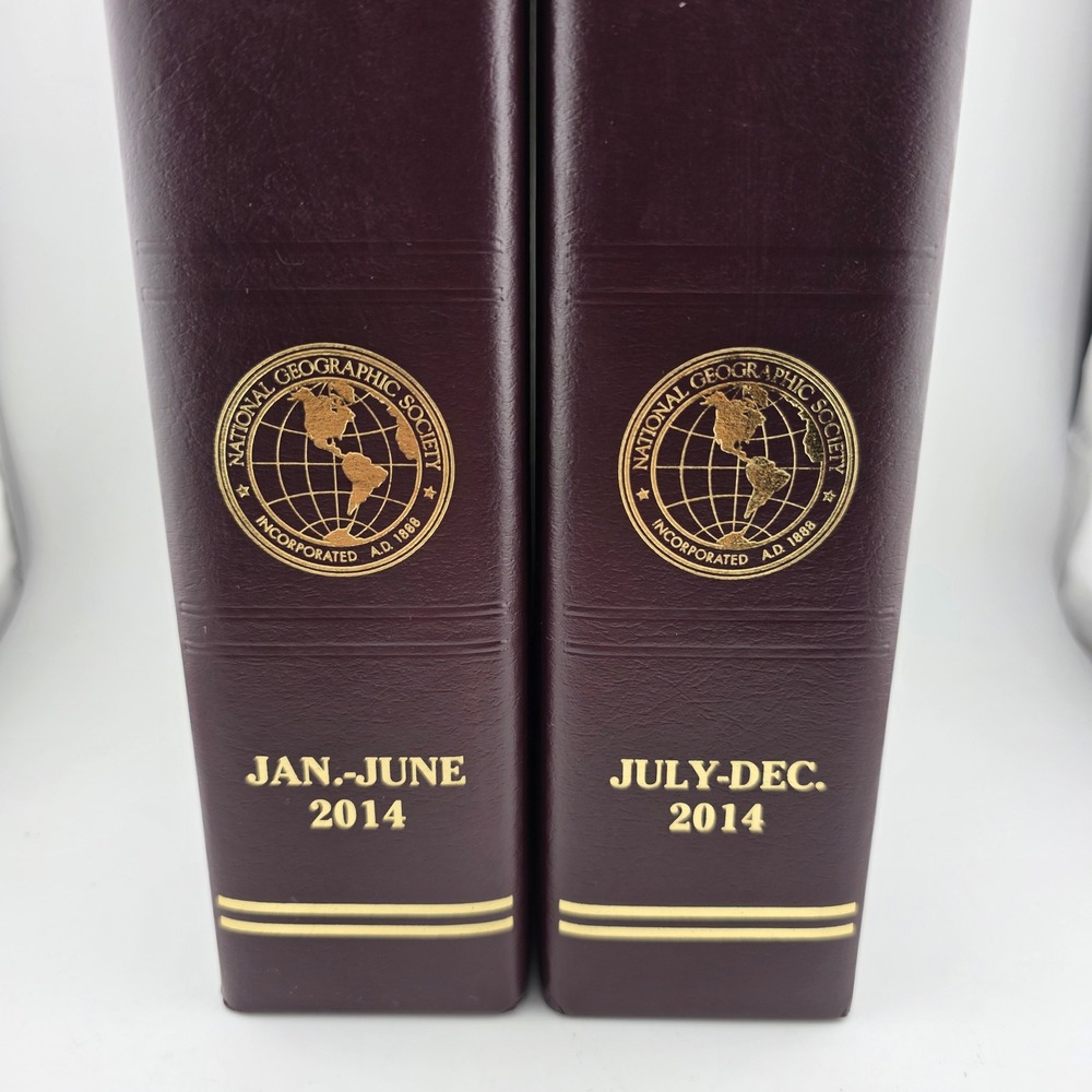 National Geographic Magazine Slipcase Set 2014 Burgundy Good Gold Embossed